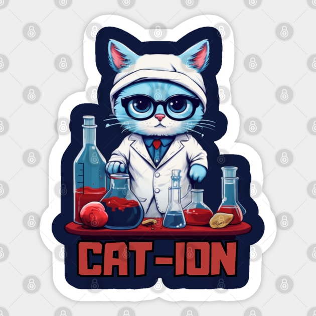 Chemist cat, cation, chemistry, laboratory, kitty in lab, gift present ideas Sticker by Pattyld